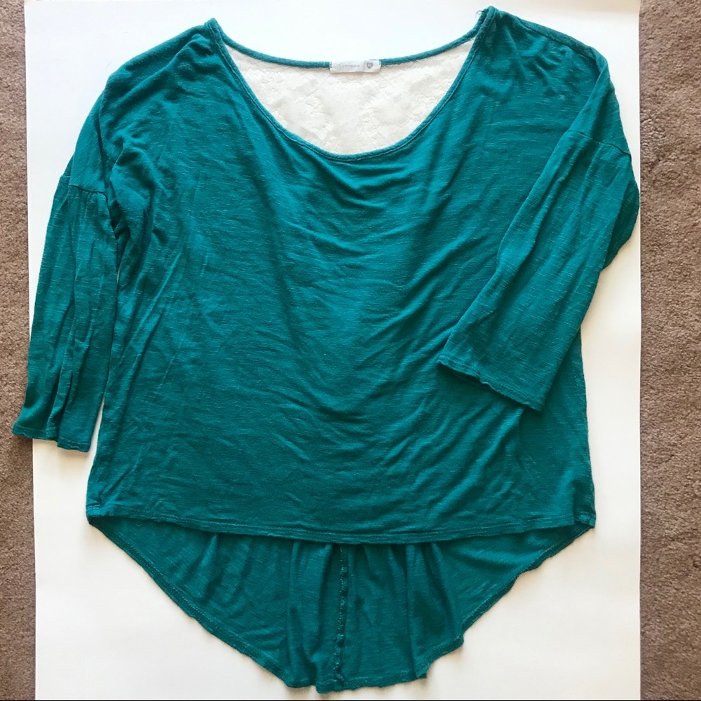 High-low lace back top